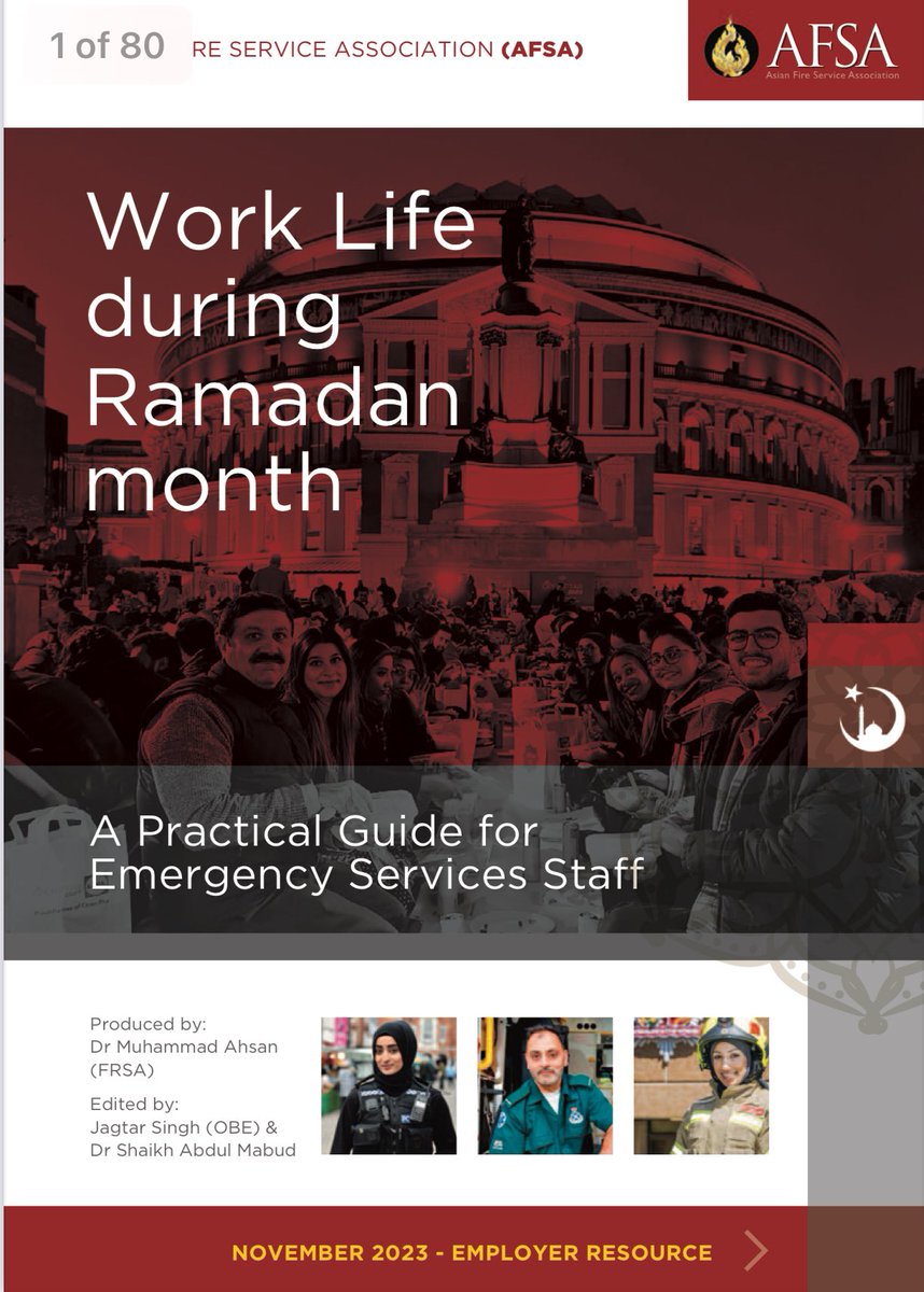 Ramadan Mubarak Two very useful documents for Emergency Service and other sectors staff for the month of Ramadan, produced by @AsianFSA Top Tips for Managers to support staff during Ramadan:…