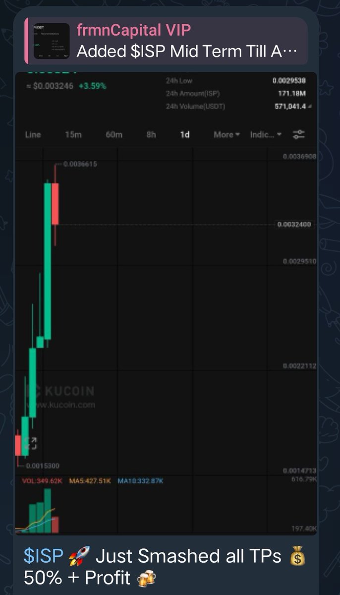 $ISP #ISP Just Smashed 🚀

Join Free Show 👇
t.me/frmncapital

Like &amp; RT for Another <a href="/kucoincom/">KuCoin</a> Gem 💎