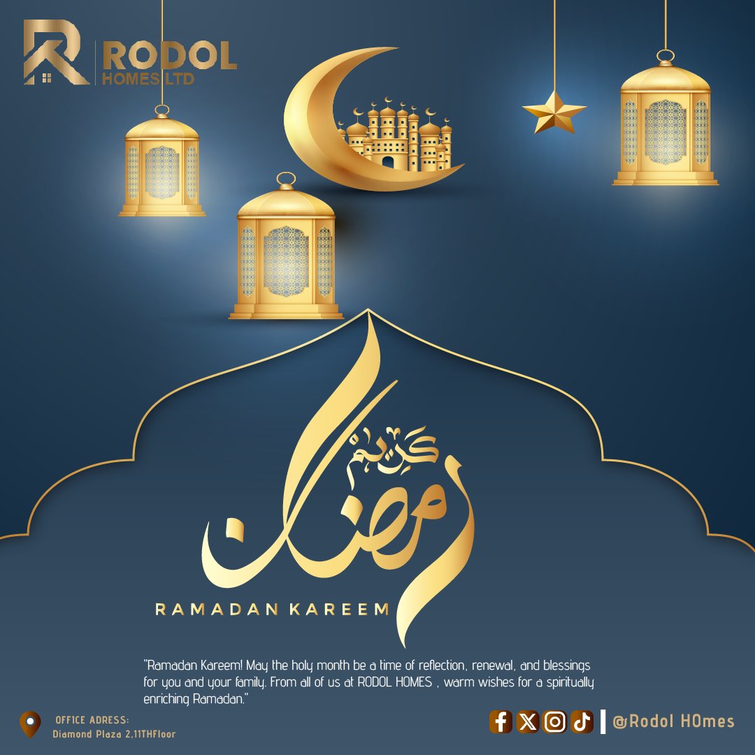 🌙✨ Celebrate the holy month with #RodolHomesLtd 🕌🌟
Sending warm wishes for a blessed #RamadanMubarak 🌙🤲
#BlessingsAndProsperity #JoyAndHarmony #CommunitySpirit 🙏❤️🌼
