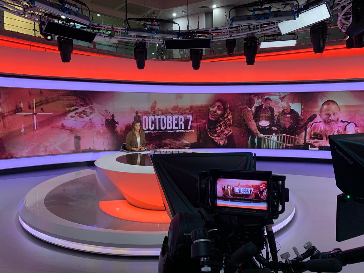 mediotoTV's tweet photo. Studio #graphics for our newest project which airs tomorrow for @AJIunit. Its a painstaking analysis of exactly what happened on #October7 . Graphics help show the scale of the attack and we help reveal demonstrate the absurdity of some of the initial claims.
#motiongraphics https://t.co/l7kkHB4uqT
