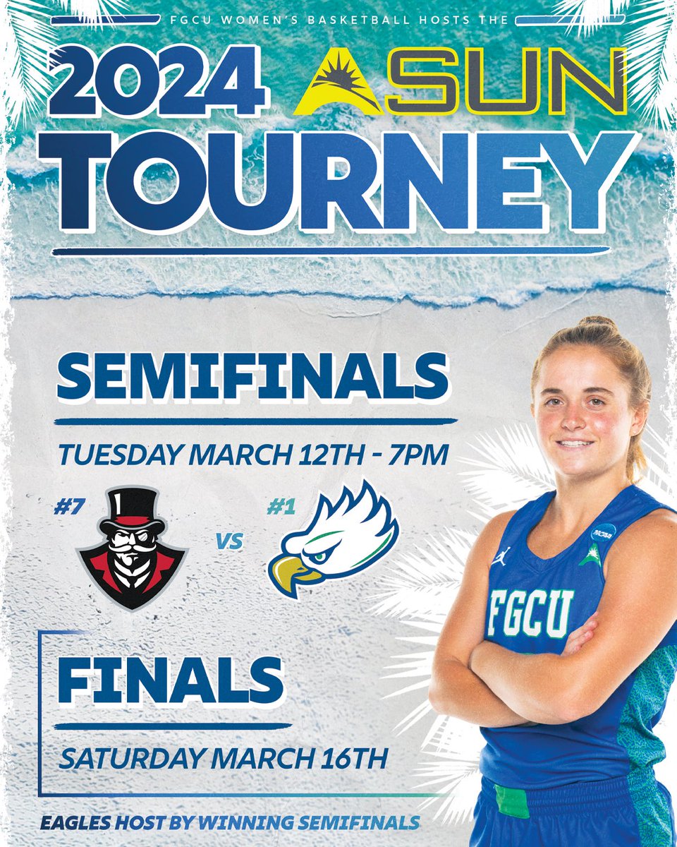 THE TOURNAMENT RUN CONTINUES The Eagles took care of business in the Quarterfinals, and now, are soaring into the Semifinals! Join us in Alico Arena for the next step in their March Madness run! TUESDAY, MARCH 12 at 7pm FGCUTICKETS.COM