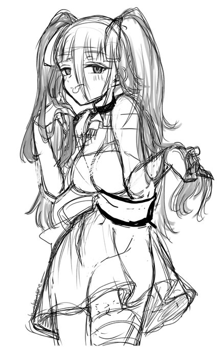 #このタグを見た人はラフ画とその完成絵を見せる 