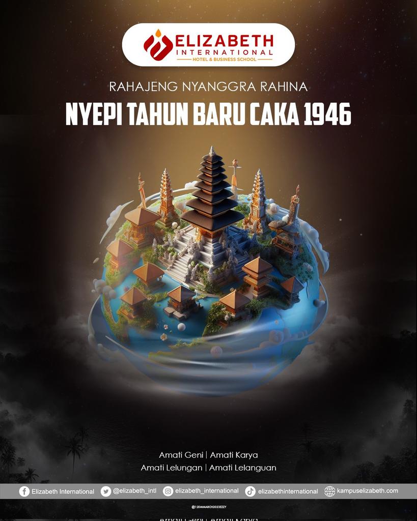 Elizabeth_Intl's tweet photo. Kami Seluruh Keluarga Besar #elizabeth_international mengucapkan Selamat Hari Raya Nyepi Tahun Baru Caka 1946

Dalam kesendirian yang dijalani, mari kita menghormati tradisi yang memperkaya rohani &amp; menumbuhkan keseimbangan dalam kehidupan manusia dan alam semesta
#HariRayaNyepi https://t.co/MnNPx0v63k