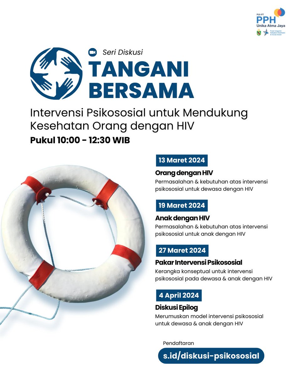 #TanganiBersama
Ikuti seri diskusi untuk #TanganiBersama mendukung kesehatan orang dengan HIV melalui intervensi psikososial. Mari bersama gagas bentuk intervensi psikososial yang tepat untuk setiap kelompok rentan.
s.id/diskusi-psikos…