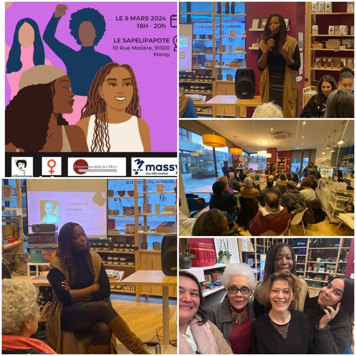 Femmes_Dem's tweet image. Belle conférence de @FHousseynou mettant en avant des portraits de femmes, honorant les pionnières dans la lutte contre les discriminations et l'esclavage. Inspirée par #OlympesdeGouges. 
Œuvrons ensemble pour l'#égalité et la #justice, promouvons les #DroitsDesFemme. #AvecElles