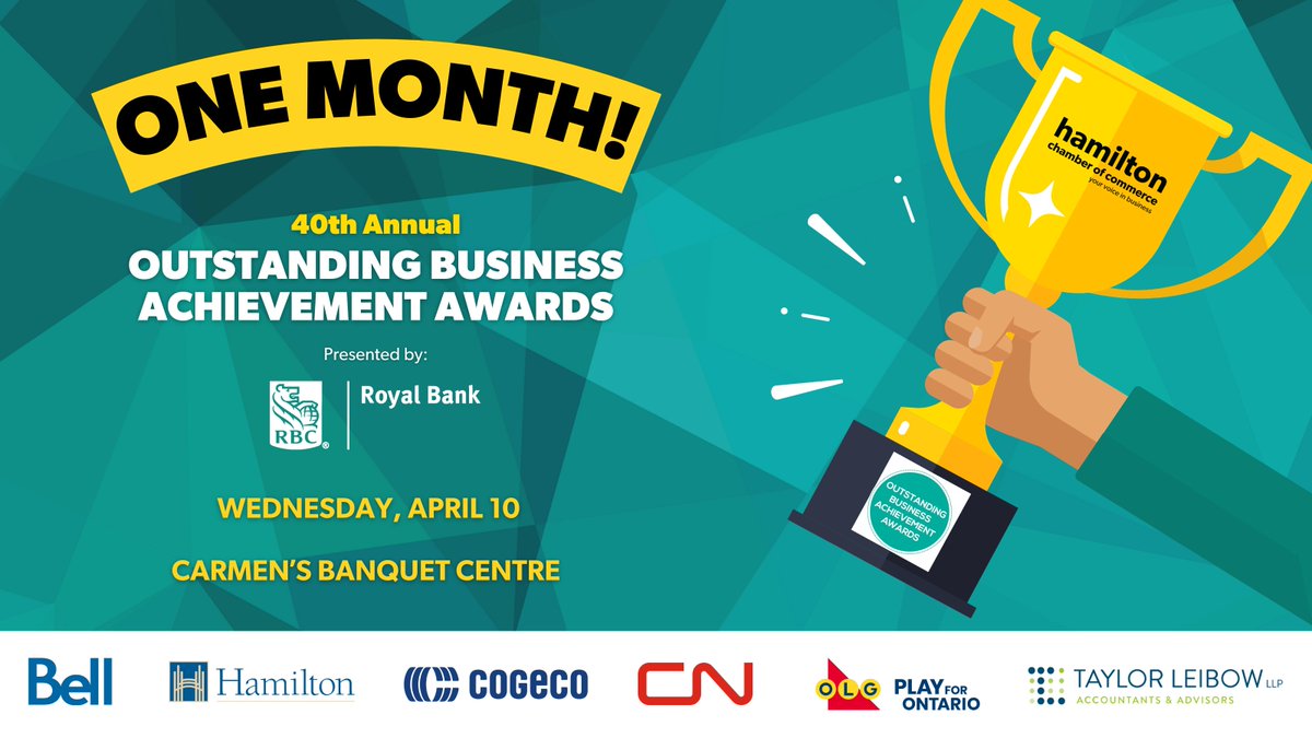 hamiltonchamber's tweet photo. The countdown is on! ⏳

Meet the finalists &amp; recipients ➡️ https://t.co/72jftRkDYg

Limited tickets remain ➡️ https://t.co/iC4u9rMs36 https://t.co/2Ex9vsk9dy