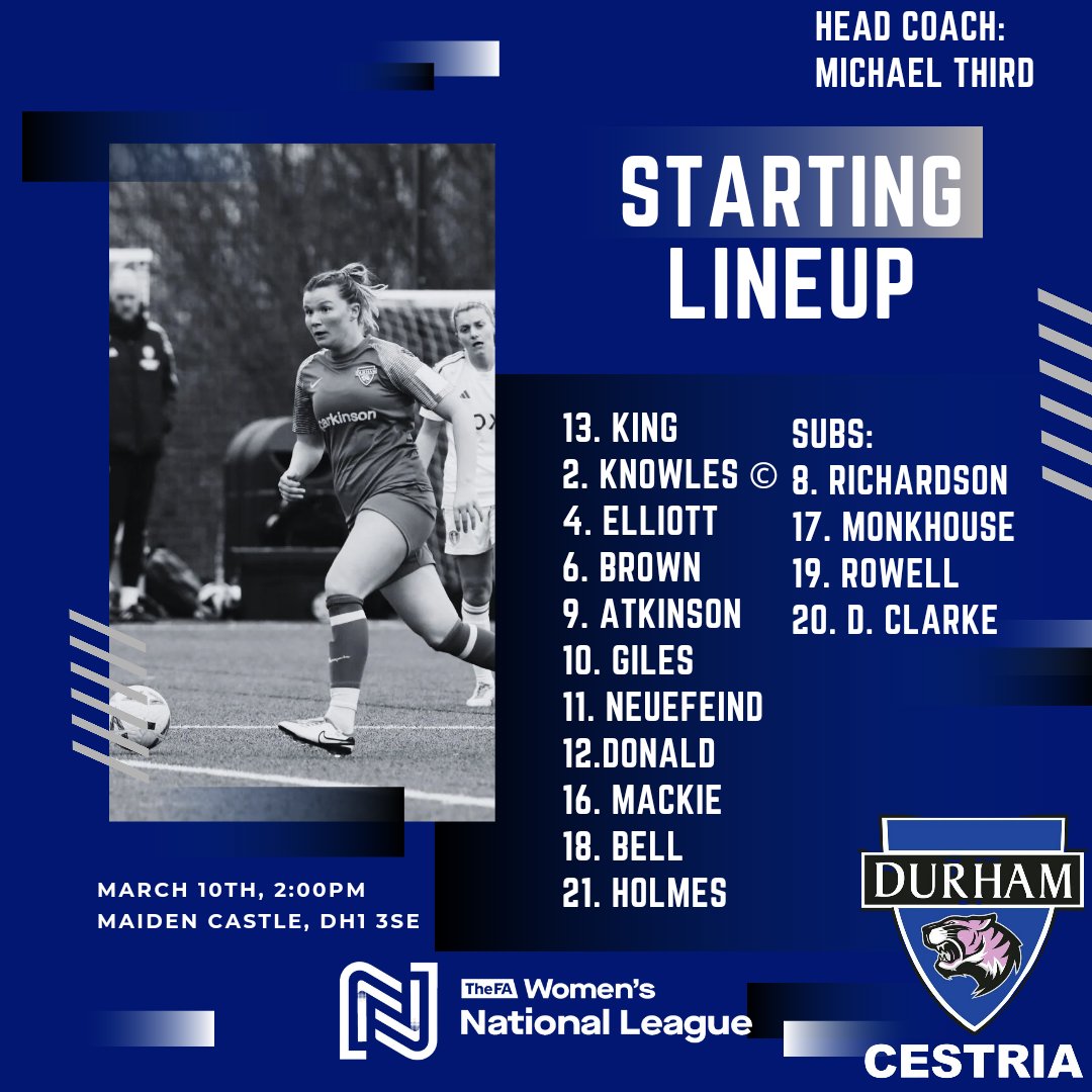 DurhamCestria's tweet photo. 📢 Starting Line-up 📢

13. @annaking02 
2. @JKnowlesPE ©️
4. @megselliottx 
6. @erinbrown476 
9. @J12Olivia 
10. @leanna95629555 
11. @VictoriaNeuefe1 
12. @kirstendonald1 
16. @GraceMackie21
18. @Beccabell02 
21. @Abby_holmes_2 

#UTD https://t.co/Fi5oTl52yw