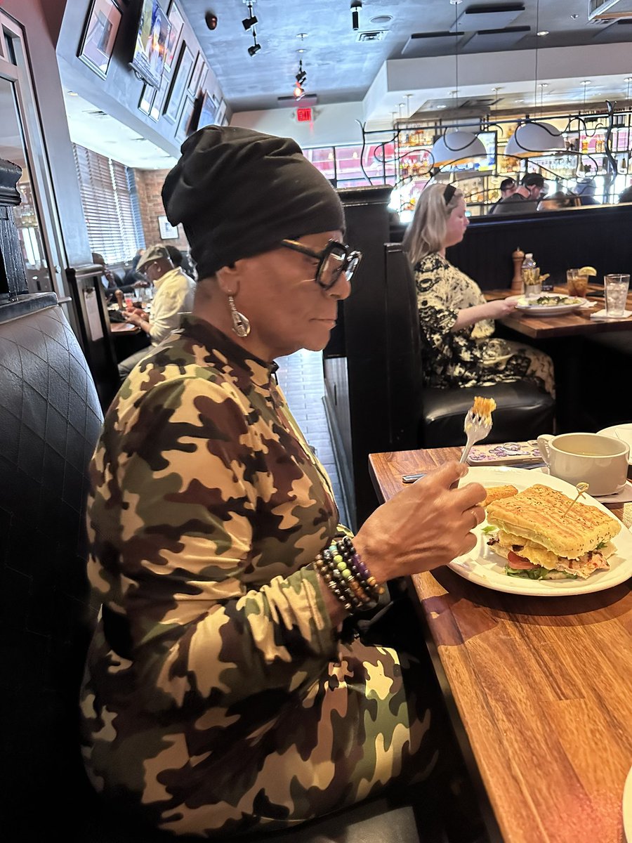 Lanay143's tweet photo. My fly 71 (almost 72) yo Mother!! (And my youngest sister) I drove to Atlanta to hang out with them for my birthday! #GirlTime #FlyMama #Camo #FamilyOverEverything #Family https://t.co/P5NllXNPWR