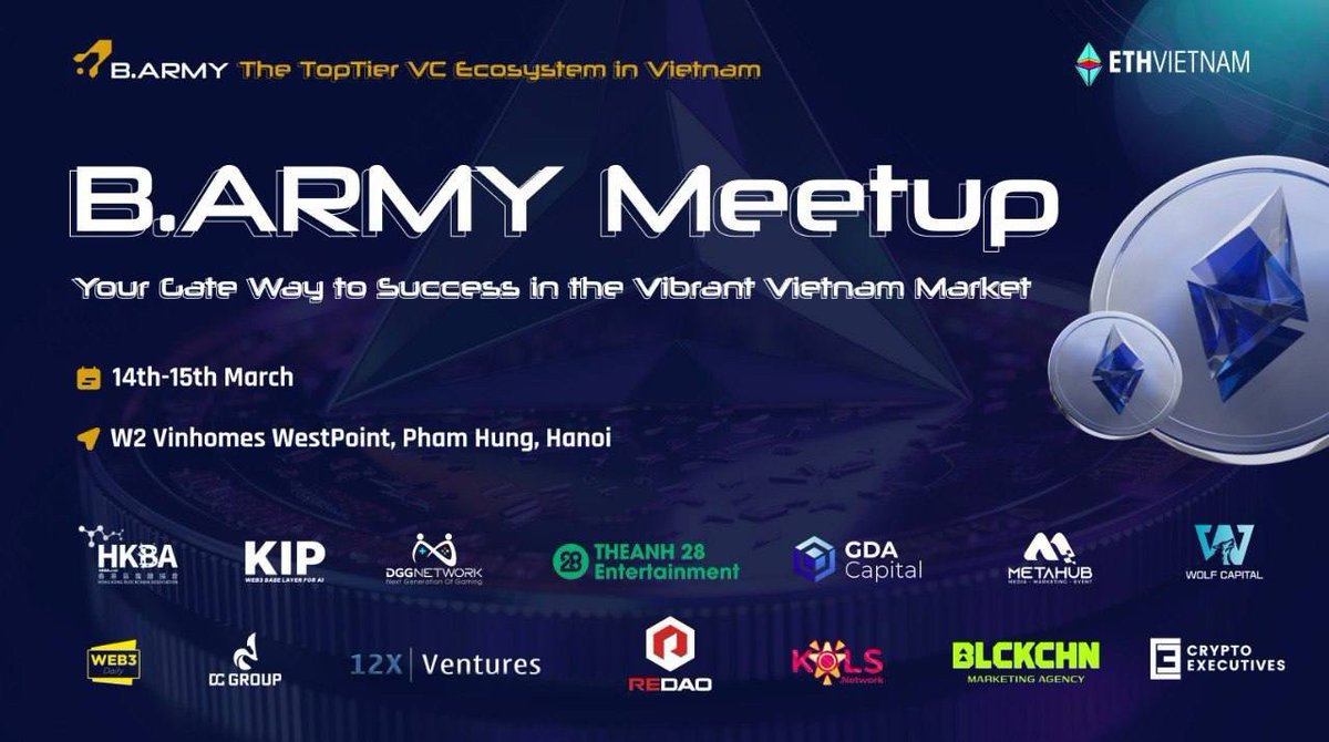 🤝Wolf Capital is excited to become the media partner with <a href="/barmygroup/">B.ARMY</a> in the upcoming exclusive BARMY Meetup Event: Your Gateway to Success in the Vibrant Vietnam Market‼️

💥Don't miss out this amazing opportunity to connect and gain valued insights from global blockchain