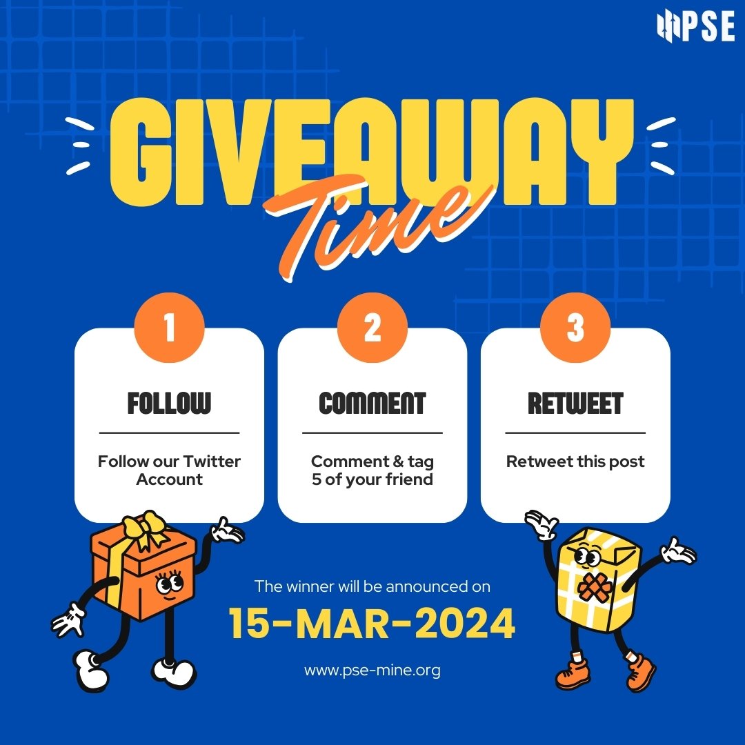 🚀🎉 **PSE Miners Giveaway Alert!** 🎉🚀

Join the celebration and stand a chance to win $500 worth of $PSE tokens! 🌟💰

To participate:

1. Follow @MinePse 🌐
2. Retweet and Like this tweet ❤️🔄
3. Tag Five friends

Get ready for an exciting opportunity! 🚀 Winner will be