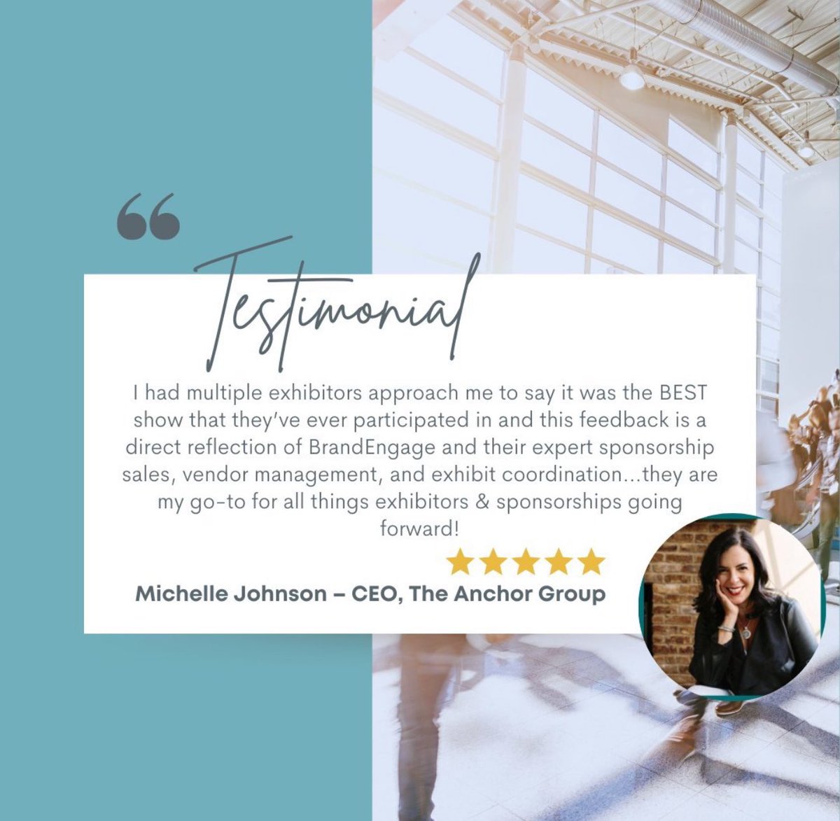 brandengageLLC's tweet photo. 🎉Our clients words speak volumes about our work! Thank you for trusting BrandEngage 🤝 #sponsorships #exhibitplanning #partnerships https://t.co/HvrabfzyYF