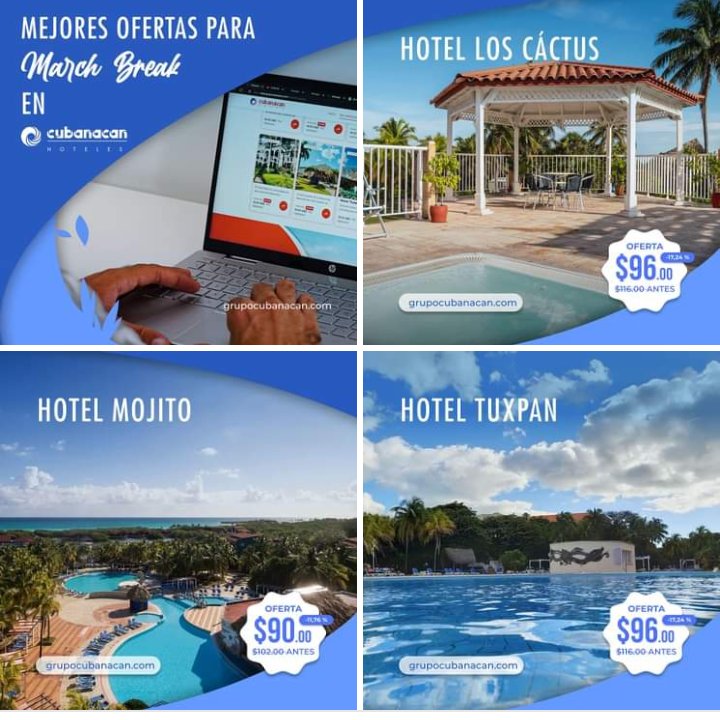 ☀️Dale un toque de sol y color a tus vacaciones 😊 Explora en 📲 grupocubanacan.com las OFERTAS de marzo, pensadas para ti.

#CubanacanHoteles #HotelesEnCuba #CubaTravel #CubaUnica #TripToCuba #HazloRealHazloUnico #ViajarACuba #MarchBreak