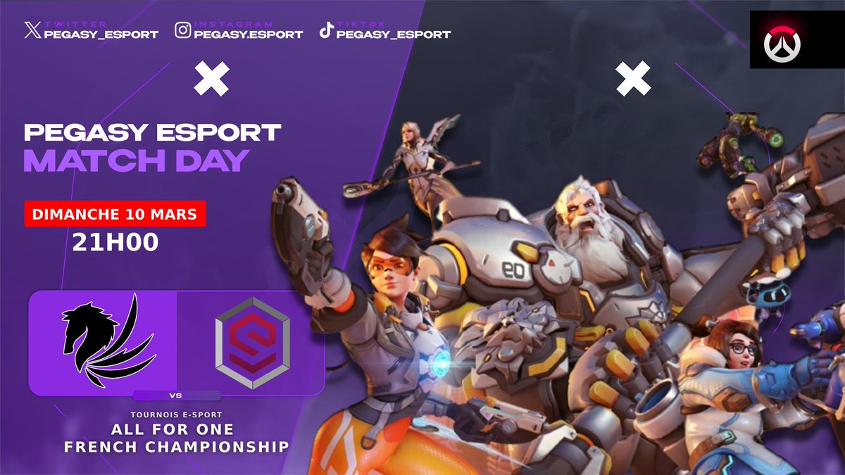 pegasy_esport's tweet photo. ⚡️ 𝐌𝐀𝐓𝐂𝐇-𝐃𝐀𝐘𝐘𝐘 ⚡️

🔪 𝙋𝙀𝙂𝘼𝙎𝙔 𝙫𝙨 𝙎𝙔𝙉𝙀𝙍𝙂𝙔 🔫

🔴 Nos joueurs Overwatch jouent aujourd'hui pour le compte de la Division Espoir 1 (Poule C) de l'AFO ! 😍

Envoyez leur de la foooooorce 🔥
#PlayForPegasy https://t.co/kBleCMjw9w