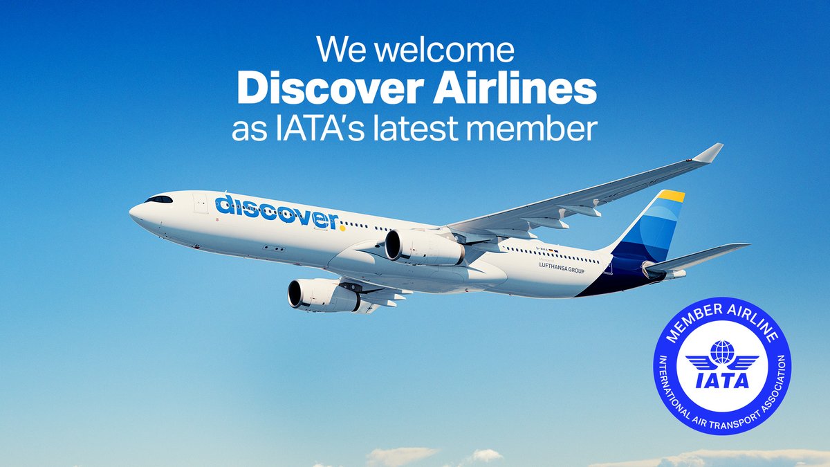 Congrats 👏 Discover Airlines on joining IATA's #airlinemembership!  

A 🇩🇪 carrier, Discover Airlines started operations in 2021 as the new leisure ✈️ for the Lufthansa Group, connecting scheduled & charter flights to more than 5️⃣ 0️⃣ destinations 🌎. 

bit.ly/3PvcEEL