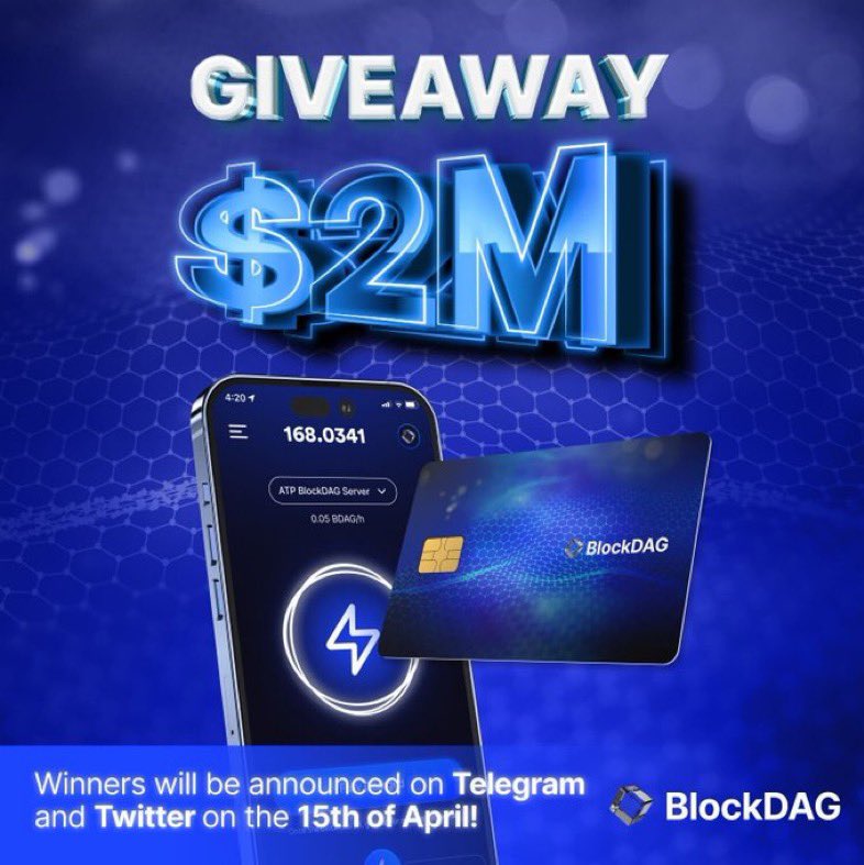 ‼ <a href="/blockdagnetwork/">BlockDAG Network</a> is now hosting a $2 million #giveaway 🎉

Make sure not to miss it! How to join?
Check this out! ▶ blockdag.network/giveaway

- retweet this post 🔁
- complete the tasks ✅
- Follow and Like their page 👥

🔥Presale: purchase.blockdag.network
🌎Website: