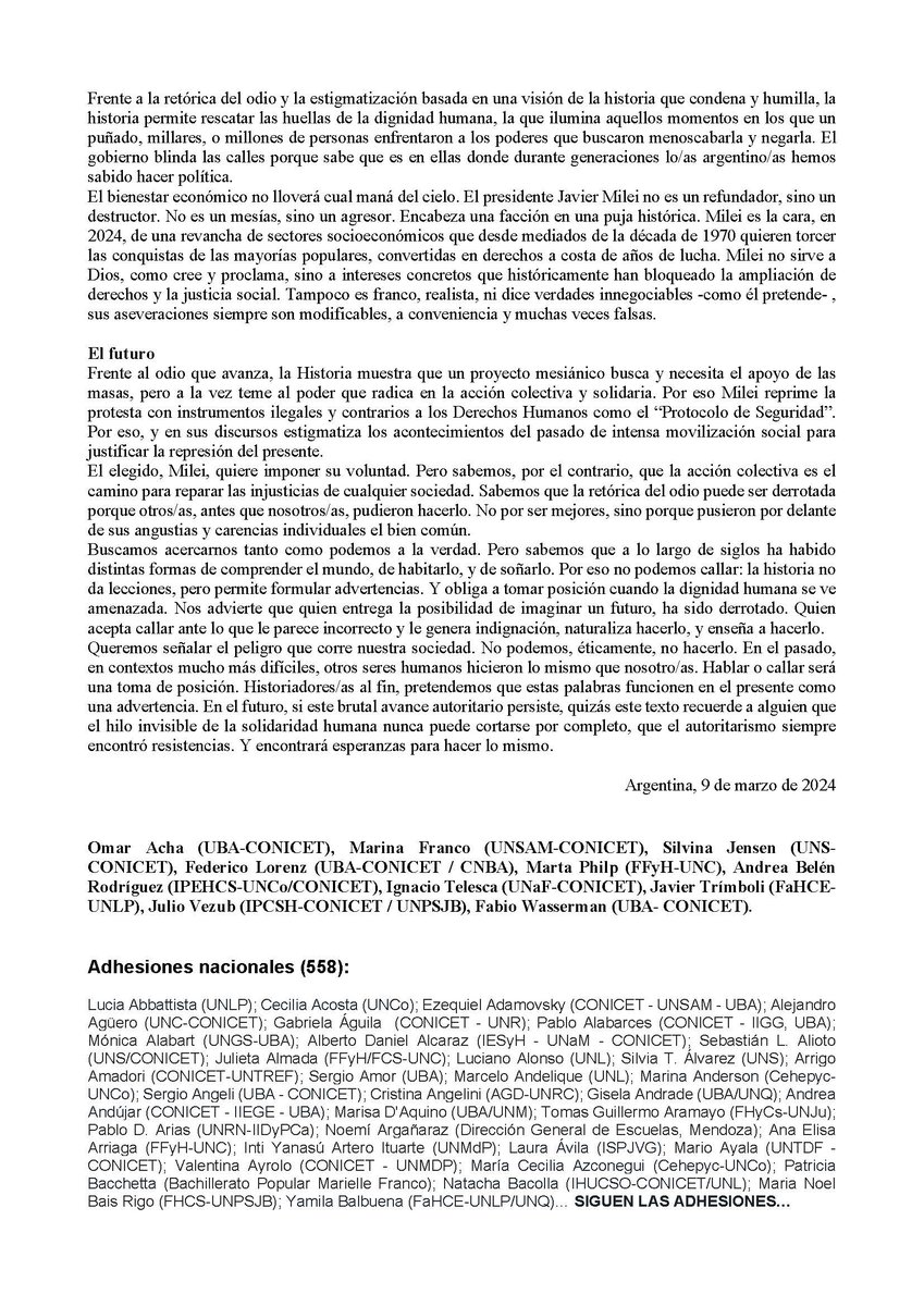 itelesca's tweet photo. Para leer y difundir. 
Texto escrito por un grupo de historiadoras/es reflexionando sobre la realidad nacional y el uso del pasado por parte del gobierno. En poco tiempo reunió la adhesión da casi un millar de colegas del país y del mundo (sigue) https://t.co/bqXzaPfP33