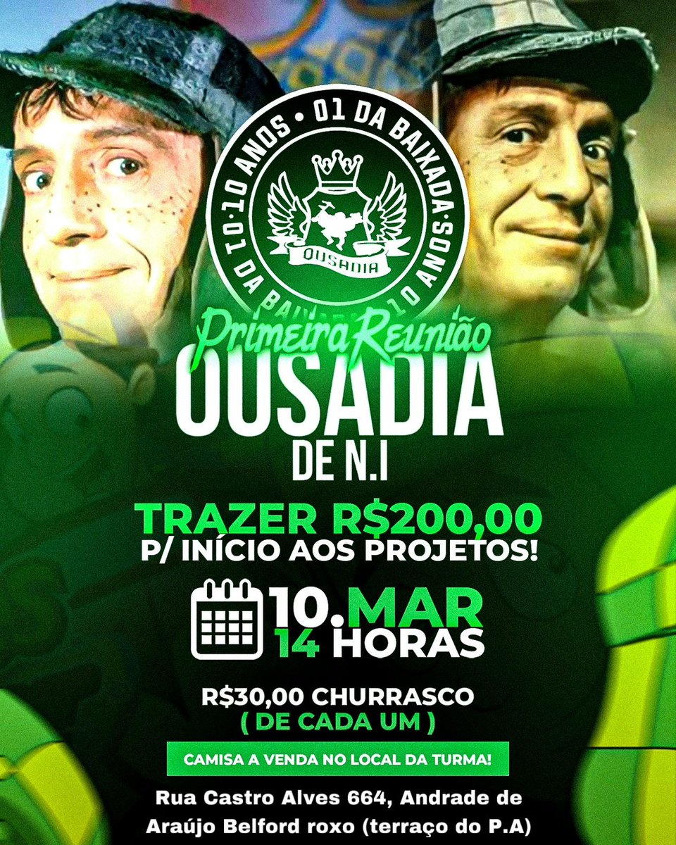 Bom dia tropa. Alteramos o local da reunião para a melhor comodidade de todos🥳🚀
Alistamento de sujeito homem..😅🚄
