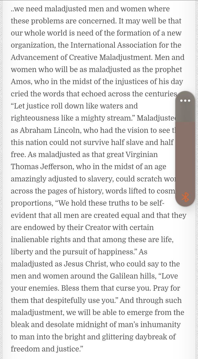 NidalGhad's tweet photo. I am proud to be "maladjusted" like u dear Martin Luther King Jr. RIP🙏
I will NEVER live well-adjusted with #Genocide_in_Gaza
From his speech March 17 1966
#maladjusted #MartinLutherKingJr
#FreedomOfSpeech #CryptoCommunity #HumanityFirst #AaronBushnell https://t.co/ehGphOCjcC