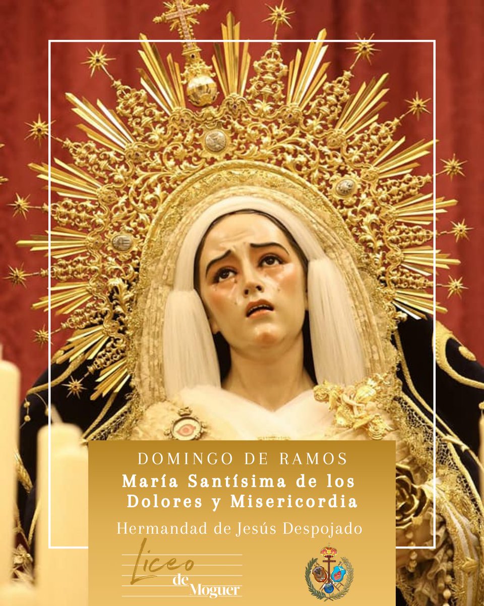 DOMINGO DE RAMOS 🌾 El Domingo de Ramos estaremos en Sevilla junto a la Hermandad de Jesus Despojado acompañando a María Santísima de los Dolores y Misericordia en su estación de penitencia ⛪ Capilla del Mayor Dolor