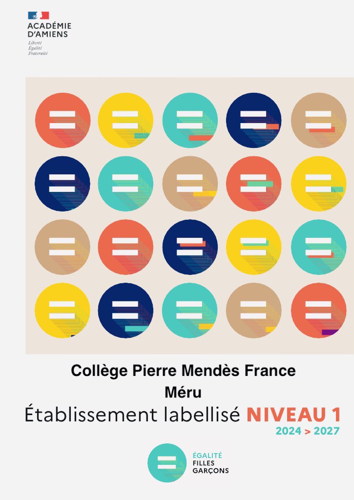 collegePmfMeru's tweet photo. Félicitations au lycée André Malraux de Montataire pour cette labellisation de niveau 3 🏆Très fier des équipes du collège PMF pour le travail mené avec la référente #ÉgalitéFG car nous sommes labellisés niveau 1 👏👏👏 https://t.co/xFyFrEHHpA
