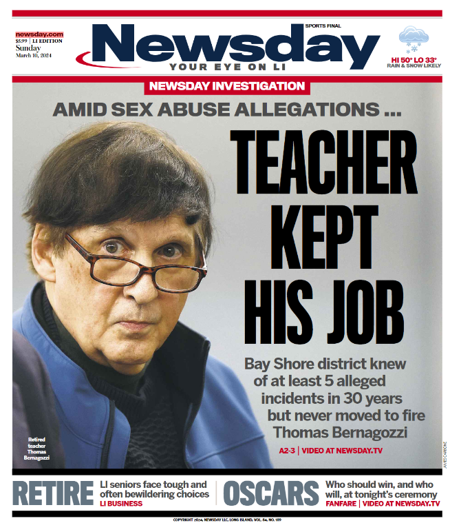 Today's @Newsday: Records uncovered by @jimbaumbach and @GrantParpan show how an elementary teacher stayed in the classroom despite decades of allegations. Ex-school officials talk, and victims tell their stories. With NewsdayTV report by @macyegeland newsday.com/long-island/in…