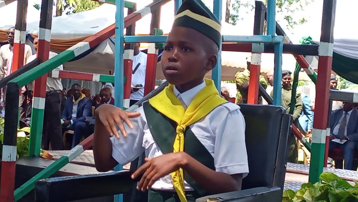 StandardKenya's tweet photo. Joyanne Maina, an 11-years old sign language interpreter wows a gathering of Christians where Education Cabinet Secretary Ezekiel Machogu was a chief guest. He was presiding over a fundraiser in aid of Nyamira Conference of the Seventh-Day Adventist Church. She displayed her fluency in the skill that is not offered in many basic learning institutions in the country. Ironically, Joyanne learnt the sign language skills from Tanzania where she lived with her father, Pastor Evans Maina who is a minister in the Church in Nyamira for the last 10 years. She is a Grade Six pupil at Kenyenya Adventist Boarding Primary School.

Photos by Stanley Ongwae.