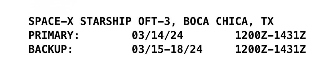 NEWS: SpaceX Starship 28 Superheavy Booster 10 IFT-3 is on the FAA operations plan (0FT-3, Offical Flight Test).