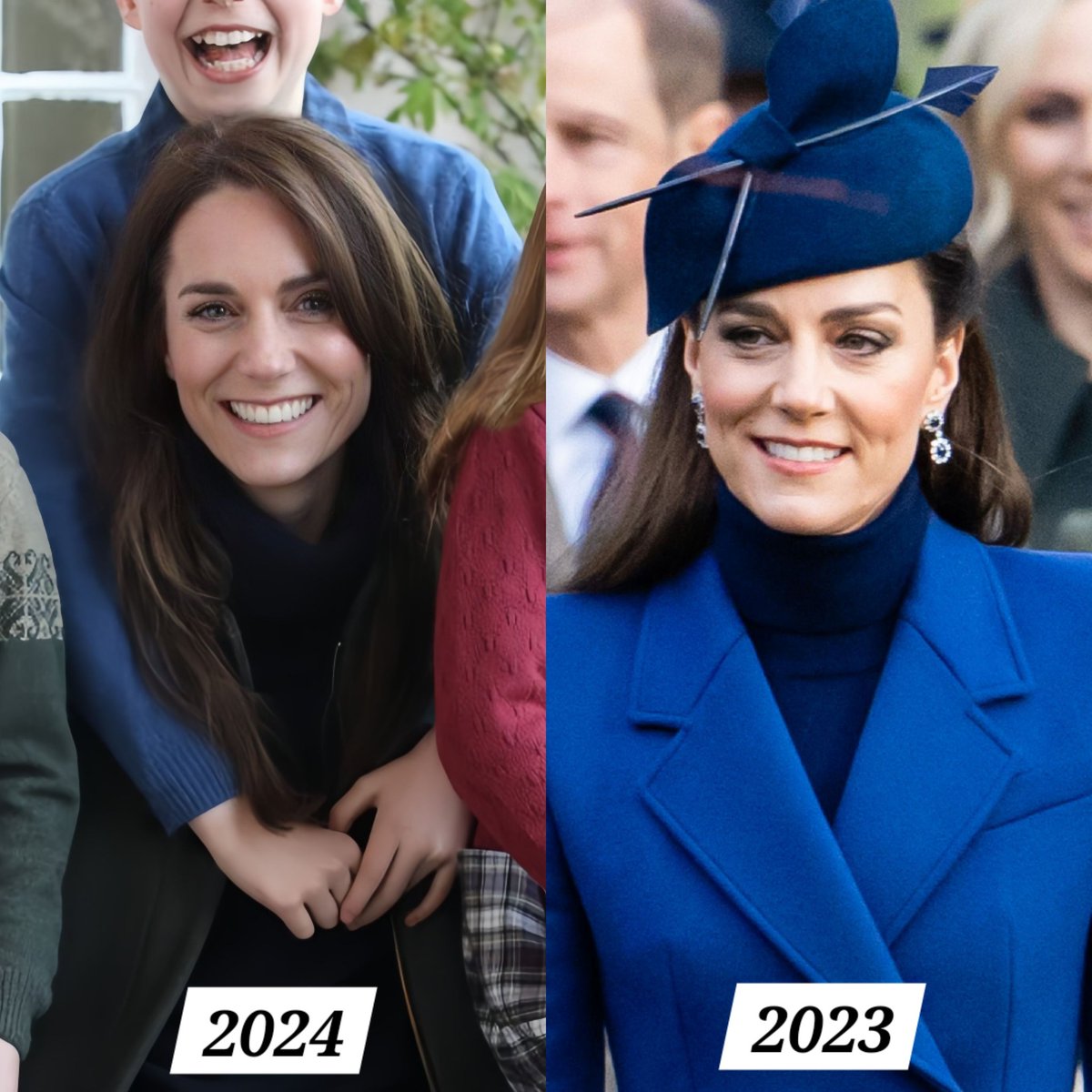 Today's pic vs her last appearance in 2023... She really is more beautiful than ever before!! 📸 IG @katemiddletonprincessofwales #PrincessofWales #PrincessCatherine