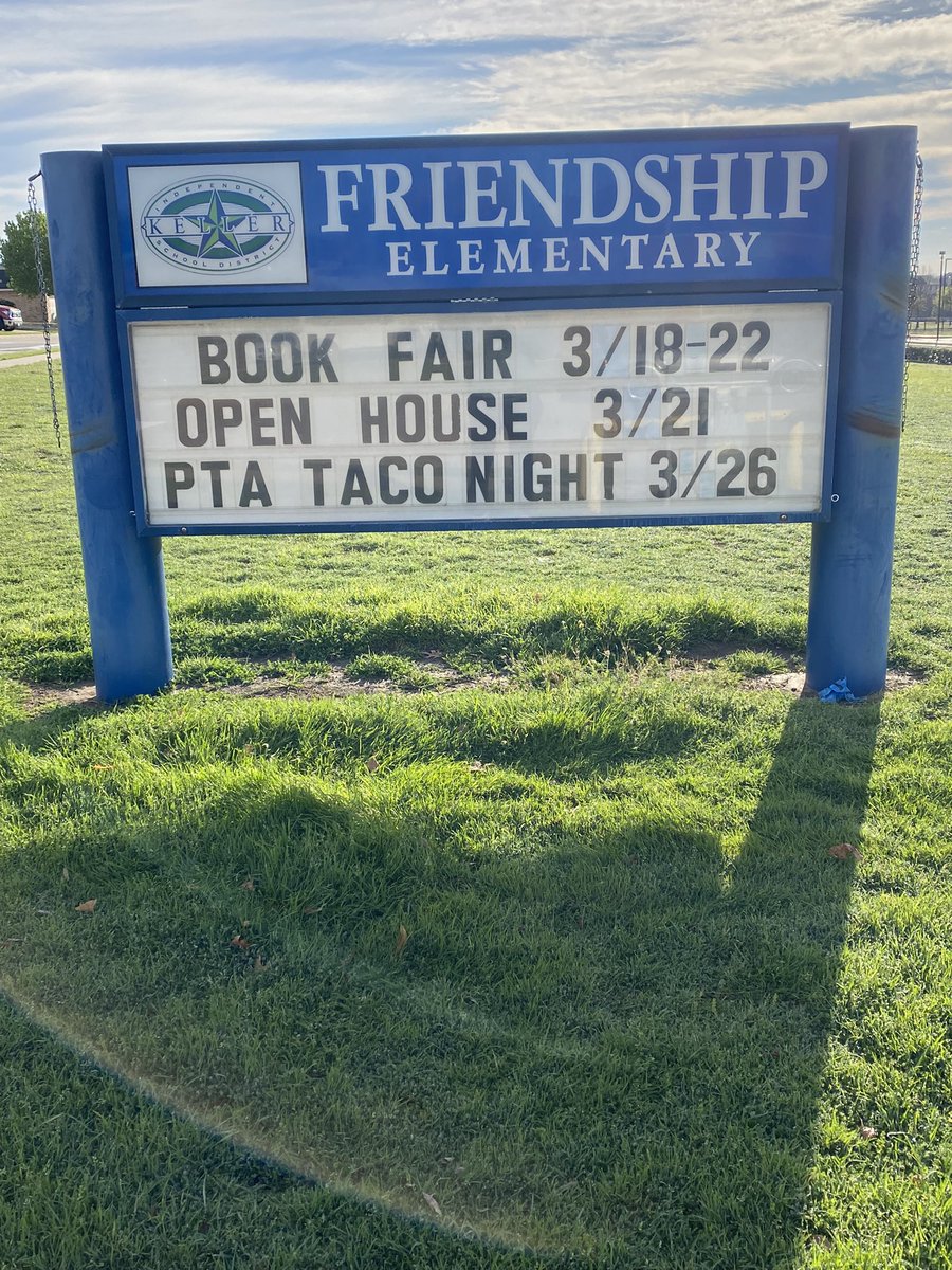 Fun things coming our way at <a href="/FSESFriendship/">Friendship Elementary</a> ! Open house is from 6-7 pm and more details are coming about <a href="/FriendshipPta/">Friendship Elementary PTA</a> taco/game night! Be sure to stop by our amazing book fair, too! <a href="/KellerISD/">Keller Schools</a>