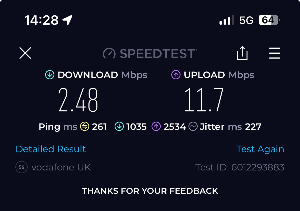 R31PHY's tweet photo. @VOXI_UK @VodafoneUK can you help?? Is there a fault in the BL5 area?? Not sure this is acceptable on 5G🤔 can’t even use Apple Music whilst walking to the shop! https://t.co/oIg417RF0l