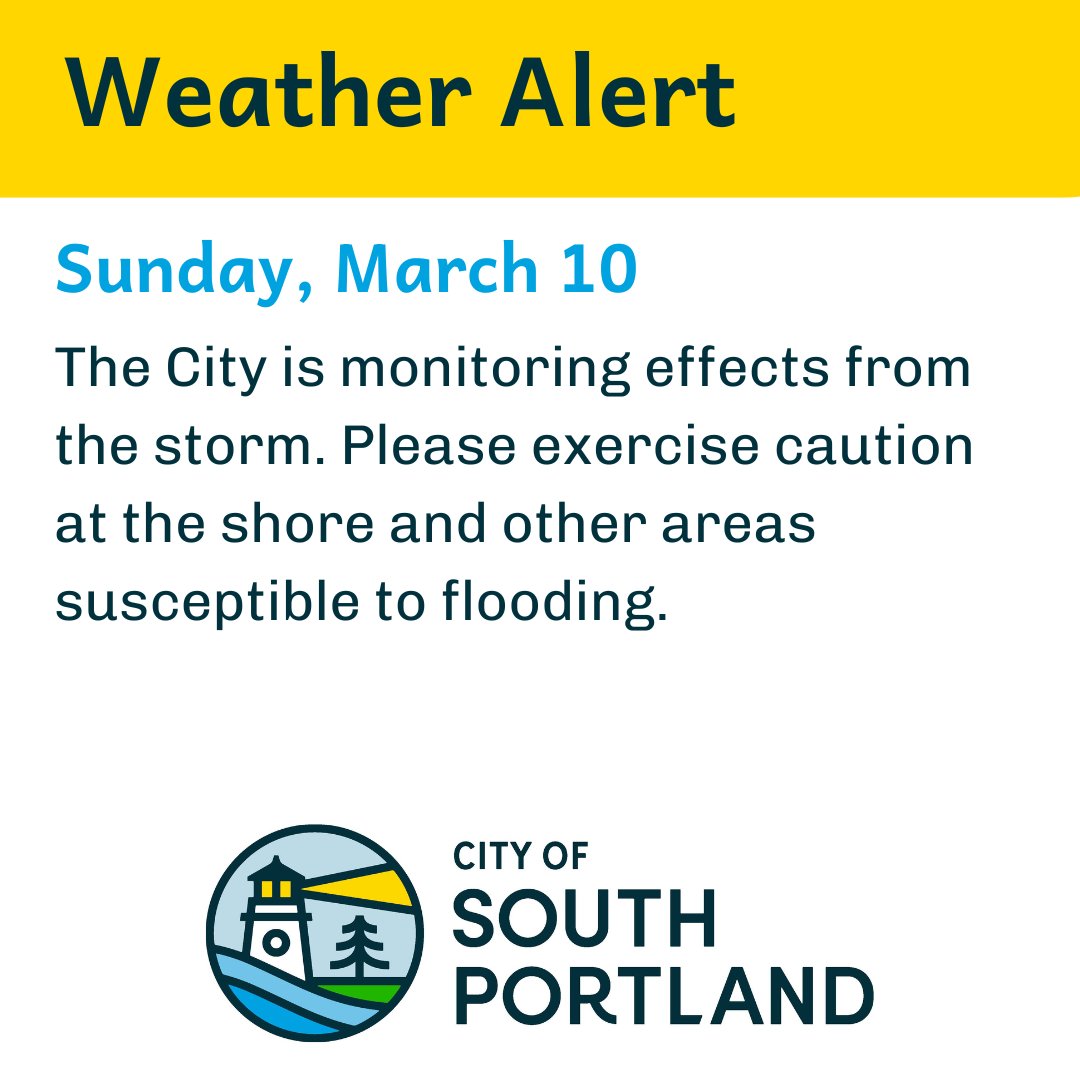 Water is currently high at Bug Light and Willard Beach. South Portland Fire Department and South Portland Parks and Recreation are monitoring. Please exercise caution at the shore today and other areas in and around South Portland susceptible to flooding.