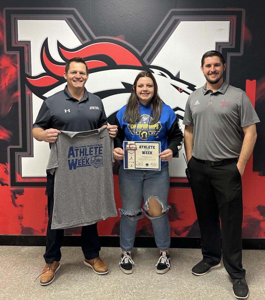 🚨ATHLETE OF THE WEEK🚨 Congrats to Cheyenne Cruce from @Broncos_Sports for being selected as our @Preferred_PT / @SoutheastOrthos Clay County Athlete of The Week‼️ 🔵 Sport: 🤼‍♀️ 🔵 Back2Back STATE Champ🥇 🔵 32-0 Apparel Sponsor: @BSNSPORTS_NoFL