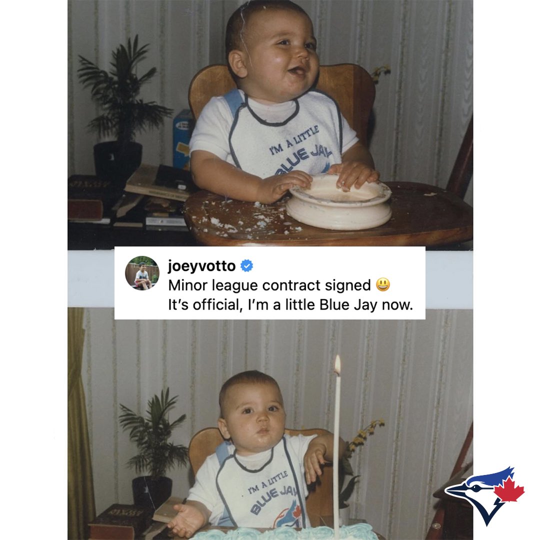 BlueJays's tweet image. “I have wanted to play here since I was wearing a #BlueJays bib” - @JoeyVotto ❤️🇨🇦
