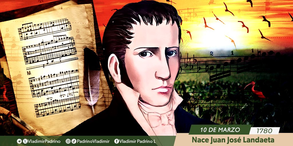 Hoy celebramos 244 años del natalicio de Juan José Landaeta, ilustre músico y compositor musical del canto patriótico "Gloria al Bravo Pueblo", hoy nuestro Himno Nacional. Su legado revolucionario se ve reflejado cada vez que entonamos con orgullo sus notas. ¡Qué viva Landaeta!