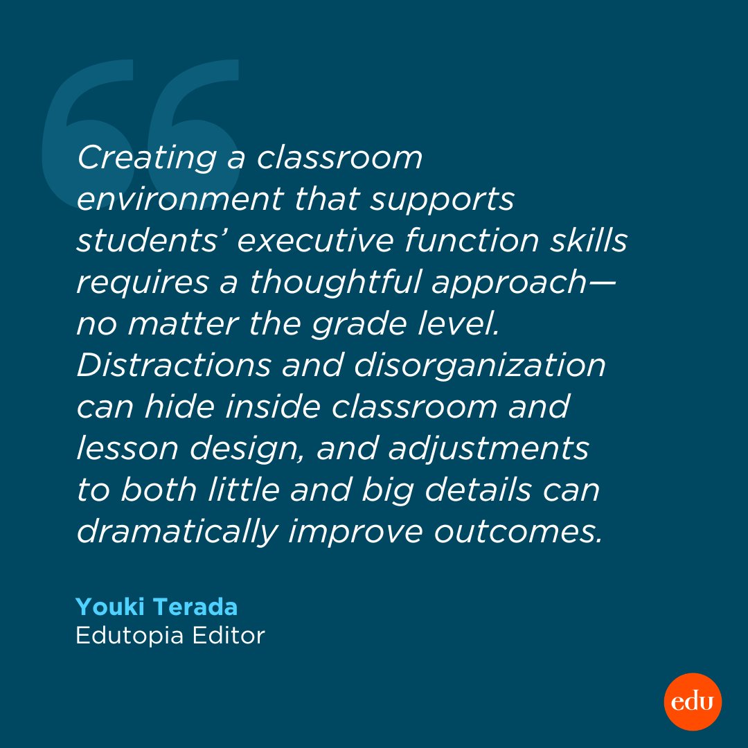edutopia's tweet photo. Maximize learning by tapping into research! 📊 These tweaks to your classroom setup support students’ executive function skills: https://t.co/QhbFzU5BH6 https://t.co/WAvM4ZuhWF