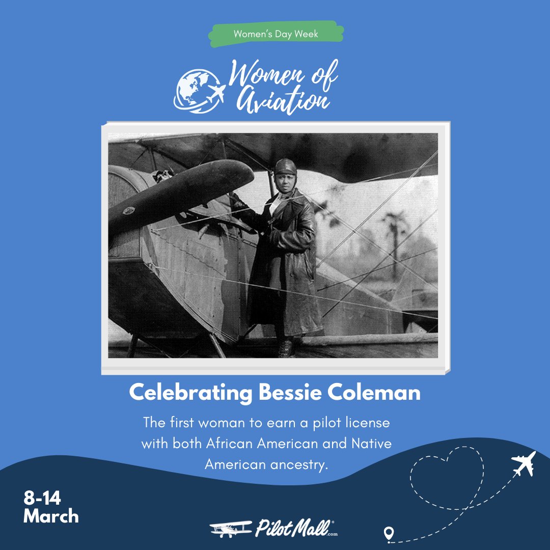 Did you know that Bessie Coleman made history as the first woman to earn a pilot license with both African American and Native American ancestry? 🛩️ Let's celebrate her legacy today! 

#BessieColeman #WomensDay #FemalePilots #BessieColeman #WomensHistoryMonth