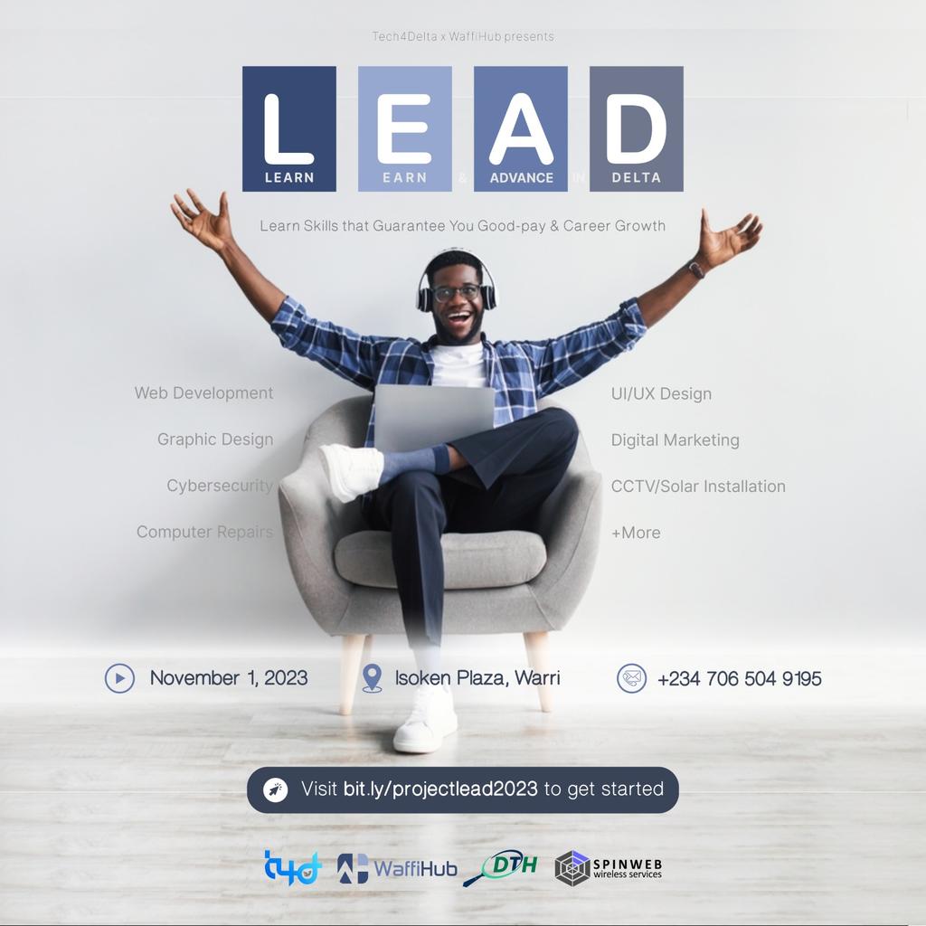 WaffiiHub's tweet photo. What's #ProjectLEAD?*
A Special Skill Acquisition cum Job Creation Programme designed to help youths in Delta State acquire technical skills for gainful employment in the 21st-century labour market. https://t.co/eben3g5Cdk
