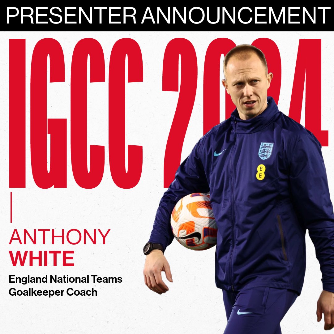 IntlGkCoaches's tweet photo. NEW #IGCC24 Presenter! We are happy to welcome 1st time presenter #Goalkeeper Coach Anthony White to the IGCC family. Anthony is an England National Teams #Goalkeeping Coach (mainly w/ the U20s). 

REGISTER TODAY: https://t.co/DvLReXxQyR
Use code IGCC24NOW to save $100 #gkunion https://t.co/yRePeLtxsF