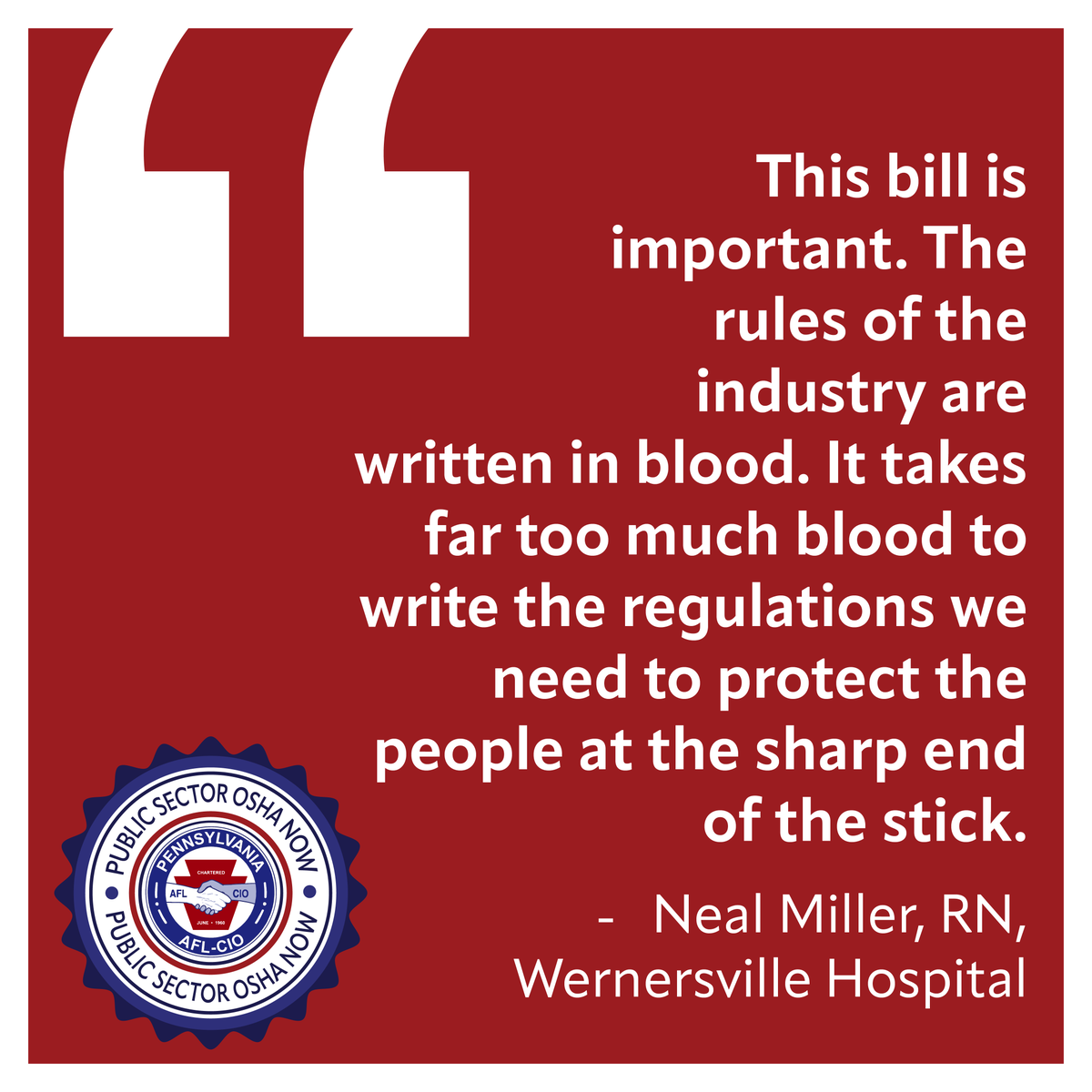 PaAFL_CIO's tweet photo. Neal Miller was assaulted by a patient when working as a nurse. He suffered a concussion and dental injuries. Nurses, like Neal, and all public sector workers deserve OSHA protections. #PublicSectorOSHA #PAAFL-CIO https://t.co/Q8UqWYdbPE