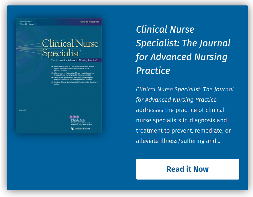 NursingCenter's tweet photo. Featured Journal! Explore the current issue of Clinical Nurse Specialist: https://t.co/m6D7X0Axzh

#Nurses #ClinicalNurseSpecialist https://t.co/22BGeSy27q