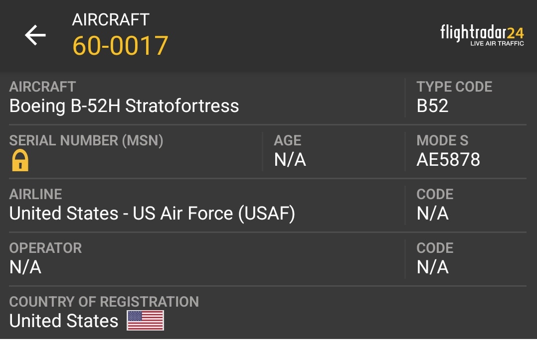 scan_sky's tweet photo. #AE5878 - Was Likely A Miscoded US Navy Boeing P-8 Poseidon Out Of NAS Sigonella ๐ฎ๐น & NOT A #USAF ๐บ๐ธ B-52H (60-0017). https://t.co/vOReTzWkcz