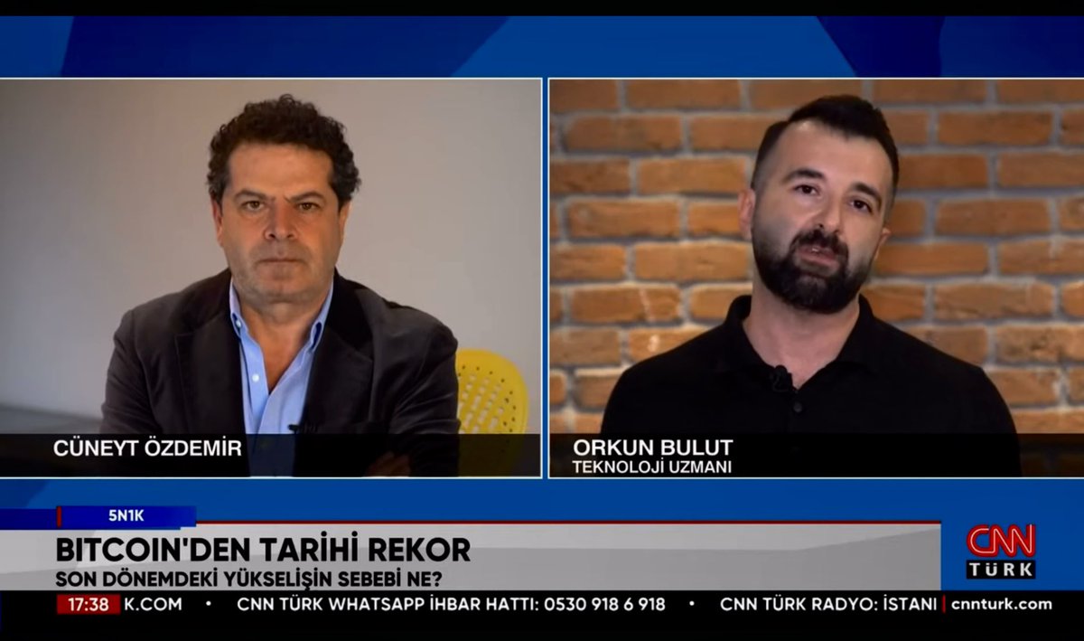Bitcoin’deki yükselişin teknik sebebini; ETF onaylarını, halving’i, stable coinlerin marketteki payının artışını <a href="/cnnturk/">CNN TÜRK</a> #5N1K programı için sayın <a href="/cuneytozdemir/">cüneyt özdemir</a> ‘e anlattım 
#BITCOIN #etf #halving