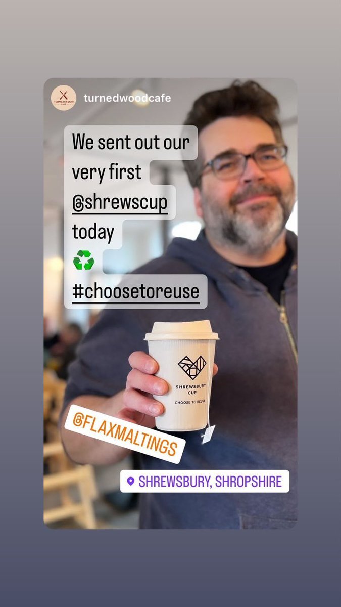 Look where we’ve just dropped cups to! @turnedwoodcafe have joined @shrewsburycup - you can now pick up your #zerowaste #takeway from Jody Lea & the team @FlaxMaltings - swing by say hi & marvel At what a beautiful space they’ve created ✅🌎🙏💚 #choosetoreuse #nationalheritage