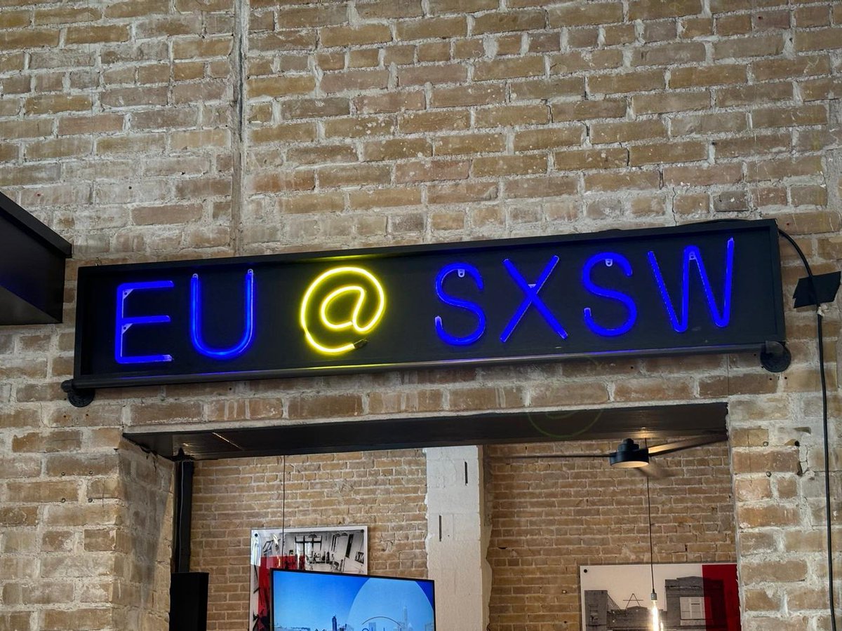 EUintheUS's tweet photo. Dear #SXSW attendees, we're ready for you at Parkside! ๐ช๐บ Now open for 2 days, the #EuroTechHouse will host events and demonstrations celebrating the EU's approach to #tech, #sustainability, #health, #culture, and more. Come on in! #EUatSXSW ๐ https://t.co/nkDwAvlXGN