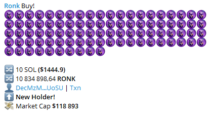 RonkOfficial's tweet photo. @1goonrich says that we are based... 
We agree, &amp; thanks for noticing. 😎

This 10 SOL Buy sure woke up the community.

+ Keep sending your frens to come meet us in the community, we have a new home for all them. <3

Come Join Us in Telegram! 
https://t.co/d30eIusUkA https://t.co/qHIhqK6Qst