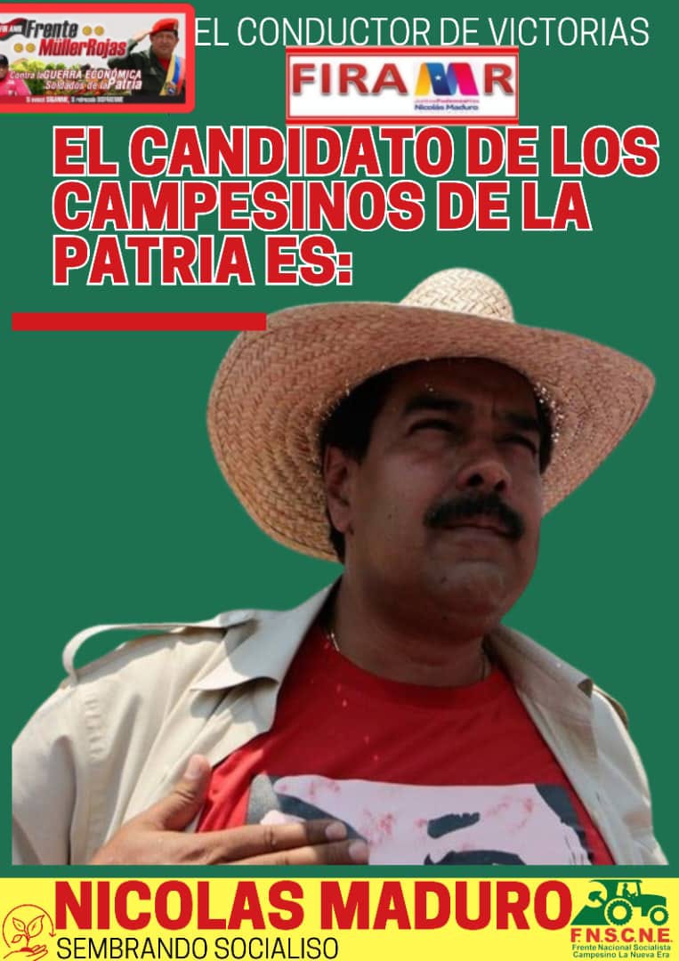 FiramrAmazonas's tweet photo. Desde La Dirección Nacional Del Frente Muller Rojas,  Campesinos Combatientes De Esta Organización Cívico, Militar, Policial, Popular y Productiva respaldamos postulación de nuestro Líder Obrero @NicolasMaduro 

 #NuestroCandidatoEsMaduro 

@chacon_orop 
@PartidoPSUV 
@dcbellor https://t.co/atKuLKWXuH