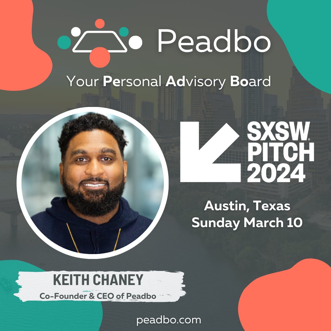 Today is the day!

This afternoon, Peadbo will be participating in SXSW Pitch 2024!

If you're in Austin, check us out today at 4 PM in the Future of Work Category!

#Peadbo #SXSW2024 #SXSWPitch