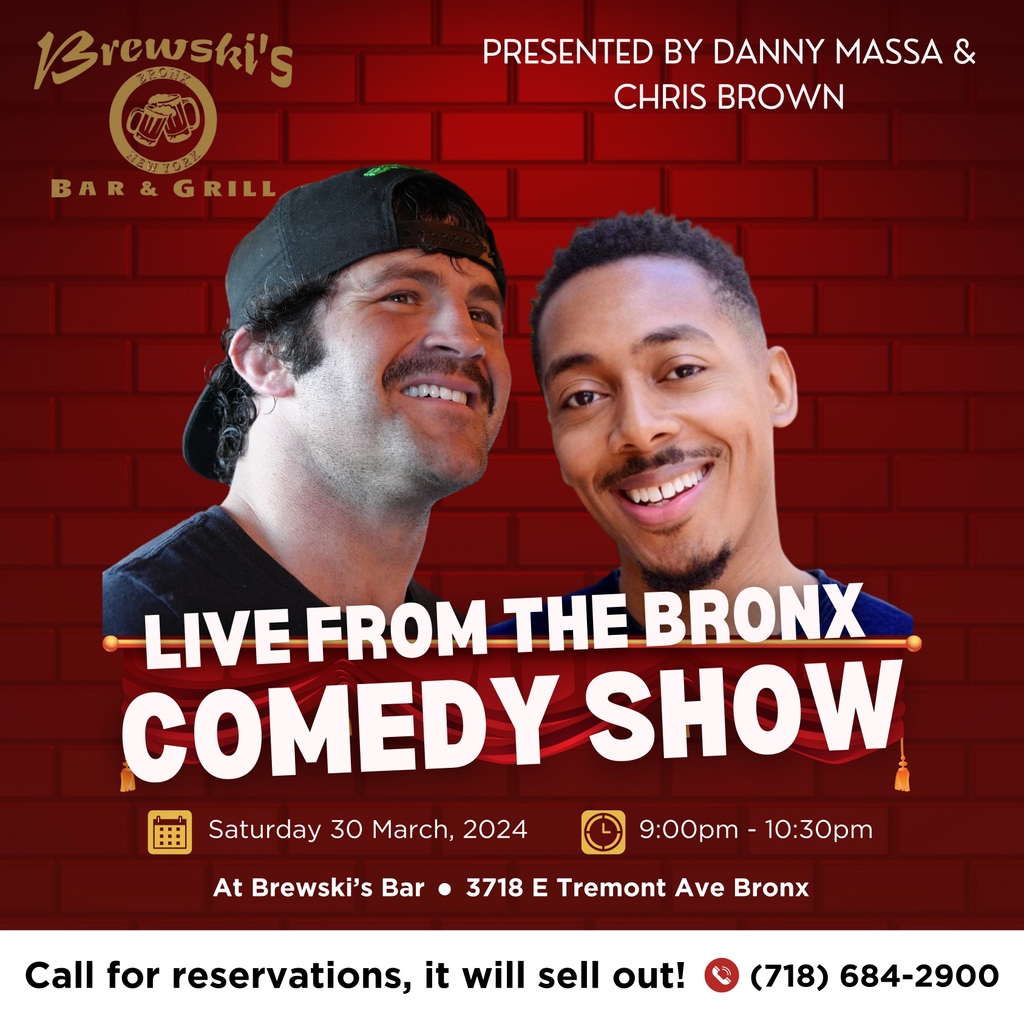 breatheinwithD's tweet photo. Get ready to laugh till it hurts at the Live Comedy Show in the Bronx! 🎤🤣 Join us March 30, 2024, 9:00pm at Brewski's Bar (3718 E Tremont Ave). Reserve your spot now – this show is a guaranteed sell-out! #BronxComedy #LiveLaughs https://t.co/woqRxcbm16