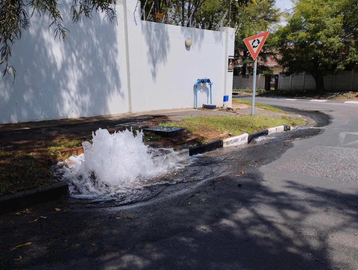 sh27n's tweet photo. @JHBWater this is completely unacceptable (Rutland Ave,Craighall, at midday today). Even if you are fixing a pipe elsewhere, this cannot be the only way. Save the water! Pump it into a tank. Show some initiative!  @PigSpotter @barrybateman @randburg_sun @carteblanchetv https://t.co/dPH1f8MHd1