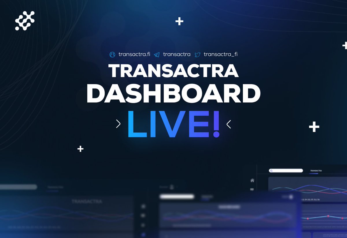 🔷 DASHBOARD LIVE!🔷

You can now see delayed statistics of the Transactra Finance protocol on our dashboard. View weekly revenue, cards, and more below!

dapp.transactra.fi/dashboard